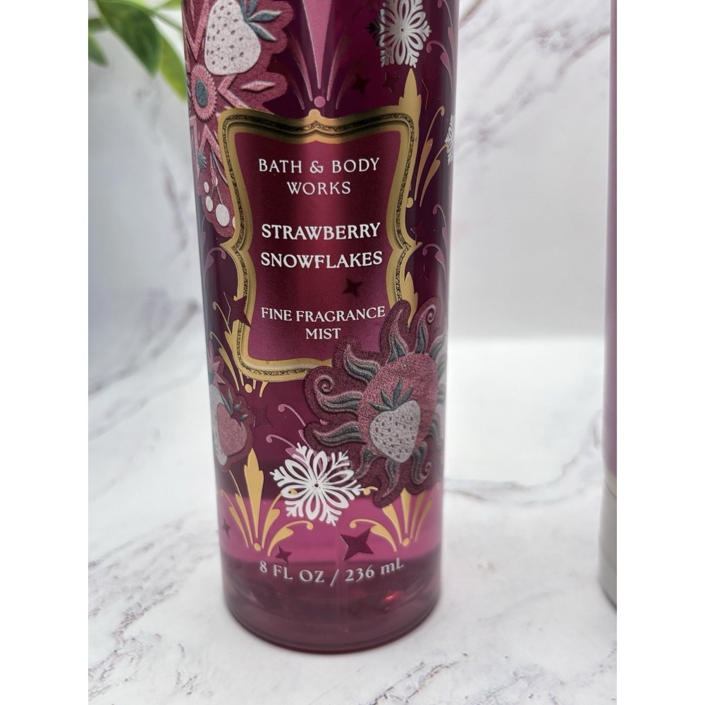 Bath & Body Works Strawberry Snowflakes Body Cream 8 OZ. & Body Mist Spray 8 OZ - Picture 4 of 7